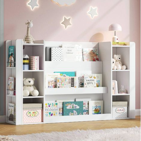 MEUBLIV Estantería infantil 140 x 30 x 95 cm blanca – almacenaje abierto, 2 bultos (1/5)