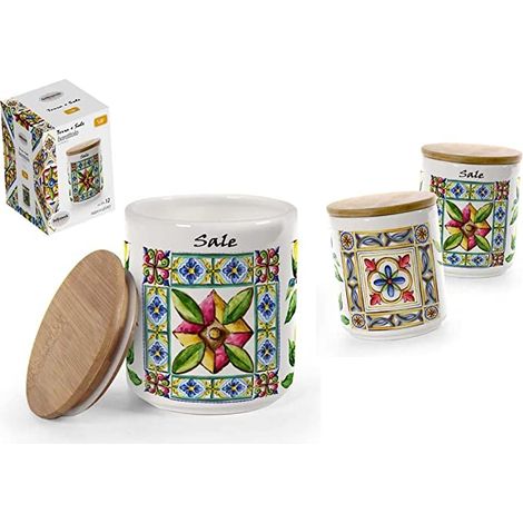 TERRA E SOLE BARATTOLO PER SALE REALIZZATO IN CERAMICA 10 X 12 CM (1/4)