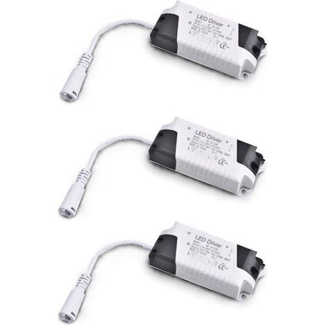 Pack de 3 drivers LED 18–24W, 85–265V → 36–72V DC, 240–260 mA, connecteur DC 5,5 mm (1/4)