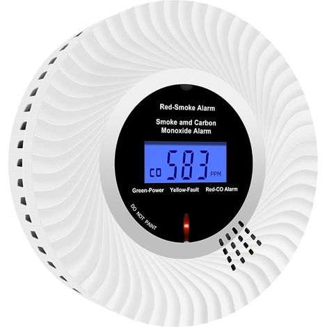 Détecteur de Fumée et de Monoxyde Carbone Combiné avec écran LCD Batterie Pendant 10 Ans, Capteur avec Test/Muet (1/4)