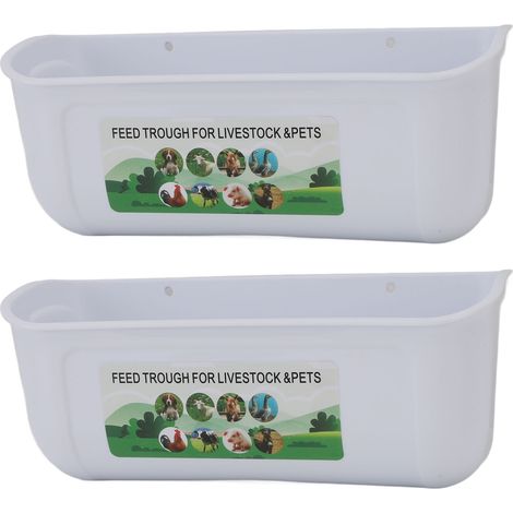 Lot de 2 mangeoires suspendues en plastique blanc pour volailles, oies, moutons, cerfs et chiens. (1/5)