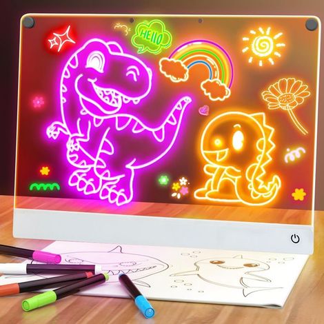 KLVGTIFS PU - Tableau à dessin lumineux Message Effaçable LED, 35CM25CM Tablette Lumineuse Dessin Avec Stylo 7 Couleurs et Support (1/4)