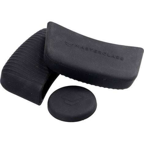 MasterClass Juego de Mangas de Sartén para Cacerolas de Aluminio Fundido, Silicona de Fácil Agarre, 3 Piezas, Negro