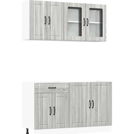 Maison Exclusive - Ensemble de 4 meubles de cuisine "Lucca" en bois d'ingénierie Sonoma gris (1/5)