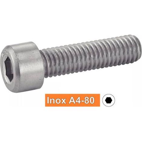 50 Vis à Métaux Tête Cylindrique Six Pans Creux 10 x 100 mm - DIN 912 - Inox A4-80 - D-Work (1/4)