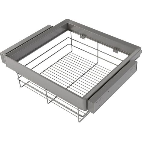 Emuca Kit cassetto in filo metallico e telaio regolabile Quartz per armadi, chiusura ammortizzata e estrazione totale,, modulo da 60 cm, finitura titanio