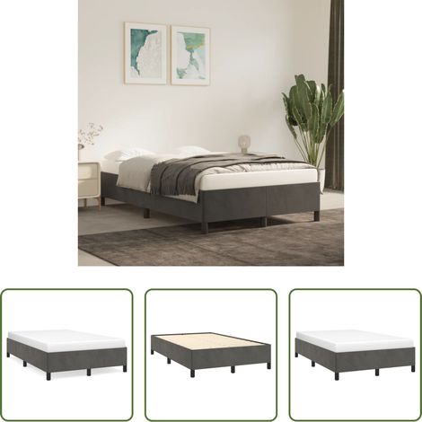 Samtbett - Bettgestell ohne Matratze Dunkelgrau 120x190 cm Samt (1/5)