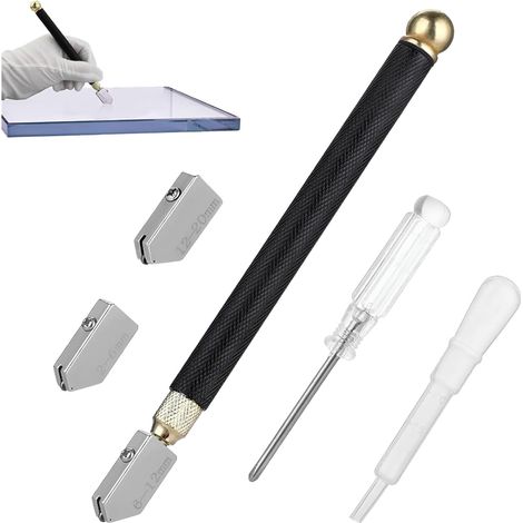 CCYKXA Professioneller Glasschneider 2-20 mm, Diamant-Glasschneider mit Hartmetallspitze, handgeführter Diamant-Glasschneider mit automatischer Ölzufuhr, Schneidwerkzeug geeignet für Glas, Fliesen und (1/5)