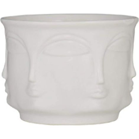 Pot de fleurs créatif avec visage humain Vase en céramique Décoration succulente Statue en céramique pour salon, bureau et balcon B