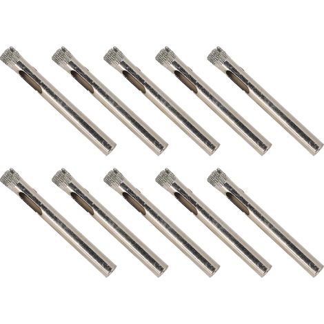 Lot de 10 forets à 6 mm en acier rapide à queue ronde pour le travail du bois, destinés au verre et au marbre. (1/5)