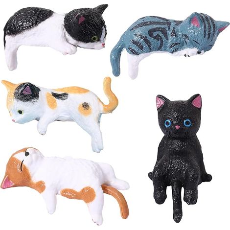 Figurines Chat, Déco Voiture Tableau de Bord, Accessoire Résine, Décoration Bureau Ordinateur, Petit Ornement pour Maison – Cadeau pour Amoureux des Chats (1/5)