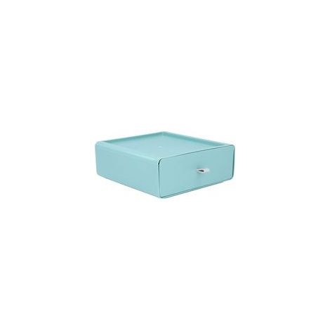 Boîte de rangement de bureau tétragonale anti-poussière empilable librement combinable pour bureau, cosmétiques et fournitures scolaires, vert (1/5)