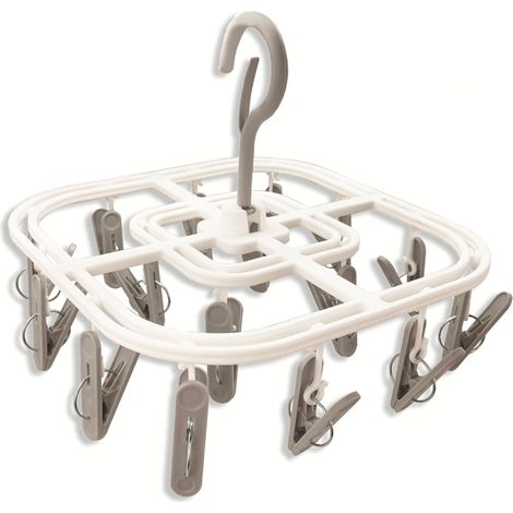 Étendoir Chaussette avec 16 Pinces en Plastique pour Suspendre vêtements, sous-vêtements, Chaussettes - 26 x 26 cm - Étendoir à Linge pour Suspendre et Sécher Les Vêtements (1/5)