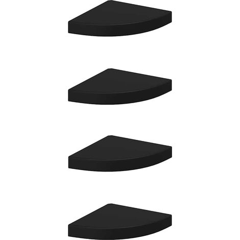 vidaXL Floating Corner Shelves 4 pcs Black 25x25x3,8 cm MDF