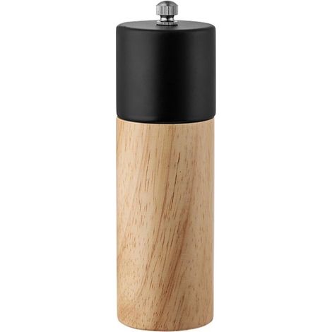 Manuelle Salz- und Pfeffermühle aus Holz (schwarz), nachfüllbare Gewürzmühle mit verstellbarem Keramikkern. (1/5)