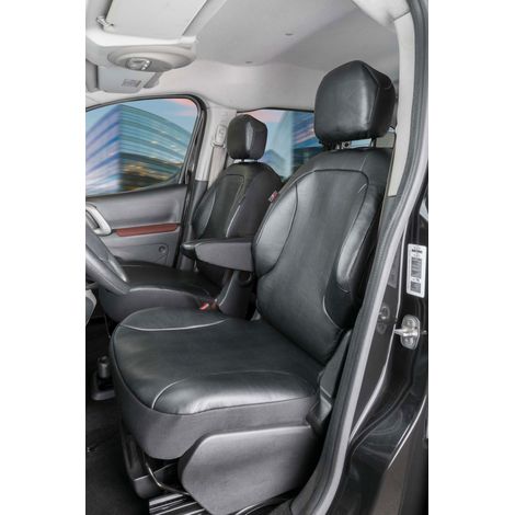 Housse de siège Transporter en simili cuir pour Peugeot Partner, 2 sièges simples avant (1/4)