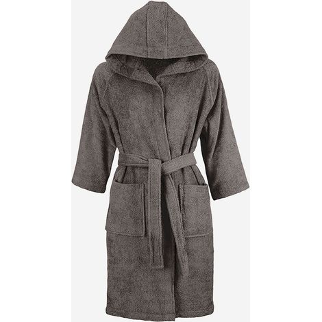 Accappatoio grigio scuro in cotone con cappuccio Sicilia