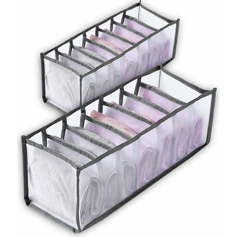 Organisateur De Tiroir Pliable, Boîtes de Rangement pour Sous-Vêtements, Boîte de rangement pour chaussettes, Utilisé pour ranger chaussettes, cravates et sous-vêtements,,2 Pièces (1/5)