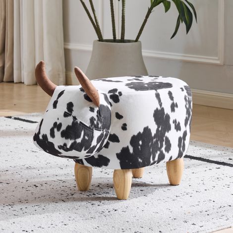 Repose-pieds universel animal – Antidérapant – Bois massif – Noir/blanc – Décoration intérieure (1/5)