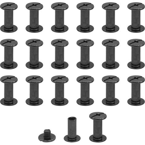 Lot de 20 vis M5x12mm noir Vis de reliure Rivet à clous en métal Vis à tête cruciforme pour ceinture en cuir Bricolage Livre de scrapbooking (1/5)