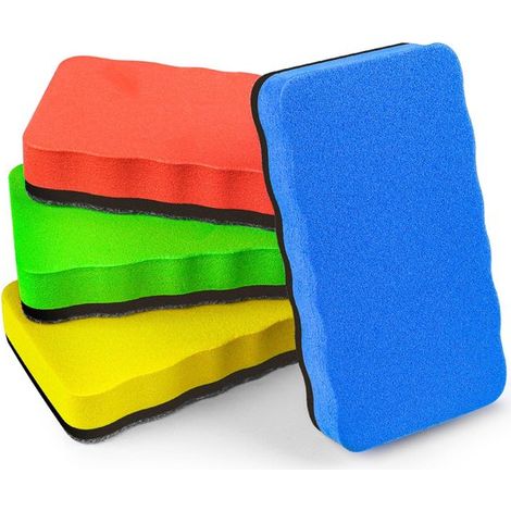 4 borradores magnéticos de EVA para pizarra blanca con almohadillas de fieltro gruesas, lavables y reutilizables, adecuados para la escuela (1/5)