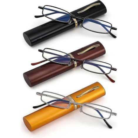 3er-Pack schlanke Lesebrillen für Damen und Herren, Blaulichtfilter, kompakte Lesebrillen mit Federscharnier (150 Dioptrien) (1/5)
