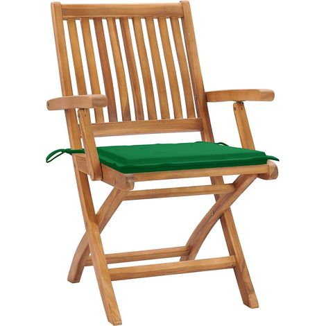 Maison Exclusive - Sedie pieghevoli con cuscini, 4 pezzi, in legno massello di teak. (1/5)