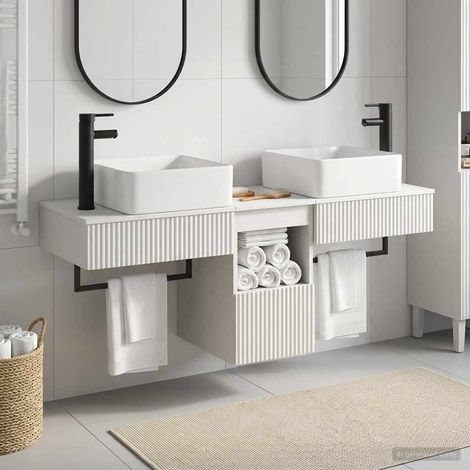vidaXL Bathroom Cabinet Set 3 pcs High Gloss White 136 x 35 x 80 cm (1/5)
