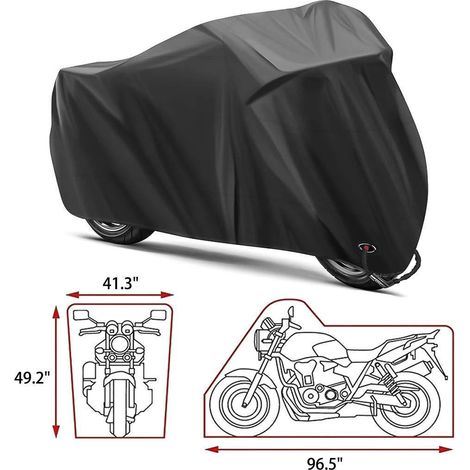 Bâche de protection pour moto - Pour intérieur et extérieur - Pour Harley-Davidson, Honda, Suzuki - Noir - 3XL (295 x 110 x 140 cm) (1/5)
