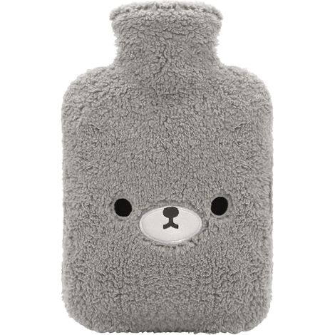 (ours gris) Bouillotte avec housse douce et douillette,grande taille,2 litres,adorable (1/5)