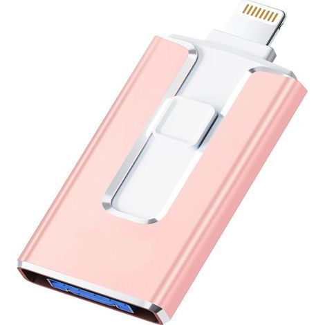 Clé USB Ynkkvre pour PC et téléphone - USB 3.0 4 en 1 - USB-C - 128 Go - Mini USB - Extension de mémoire pour téléphone - rose (1/5)