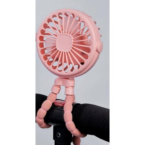 Ventilador con forma de pulpo, carga USB, tres velocidades con luz nocturna, sin función de oscilación, color rosa. (1/5)