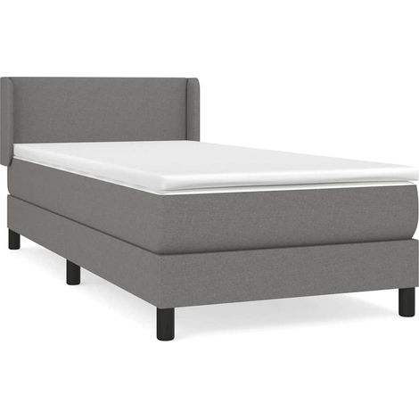 Maison Exclusive - Sommier à lattes de lit avec matelas Gris foncé 80x200 cm Tissu (1/5)