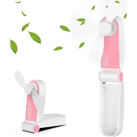 Mini ventilatore tascabile pieghevole,portatile e ricaricabile con cavo USB,2 velocità,casa e attività all'aperto,colore rosa (1/2)