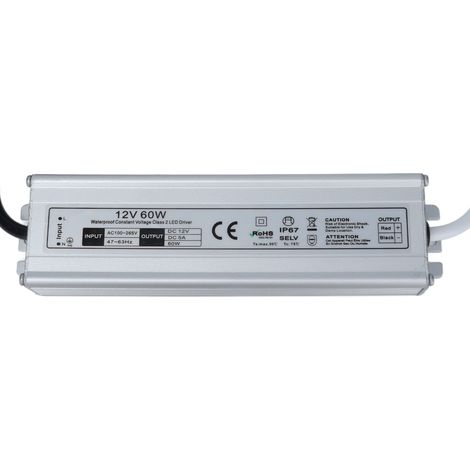 60W IP67 wasserdichtes LED-Netzteil, 12V Transformator mit EU-Stecker, AC100-265V Eingang, wasserdichtes Außennetzteil für LED-Streifen. (1/5)