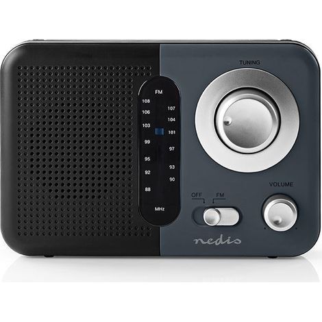 FM Radio Design portatile Fm Adattatore a batteria / alimentazione Analogico 2.4 W Schermo bianco nero Bluetooth® Jack per cuffie Manico del cuscinetto Grigio / nero (1/5)