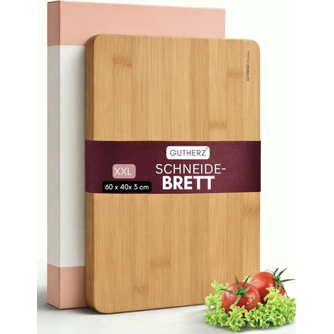 Planche à découper en beau bambou - XXL - Sans peinture ni vernis - 60 x 40 x 3 cm - Grand et naturel - Réversible - Planche en bois massif - Durable et facile à nettoyer - Antibactérienne (1/5)
