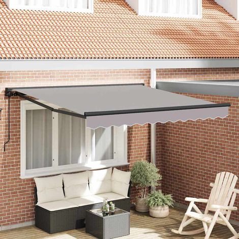 Retractable Awning Manual Light Grey 300x250 cm Fabric vidaXL (1/5)