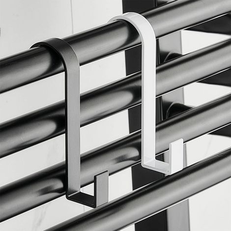 Crochets pour radiateur de salle de bain, 4 pièces crochets adhésifs pour serviettes en aluminium spatial, crochets porte-serviettes de bain, crochet autocollants pour serviettes,(Noir,Blanc) (1/4)