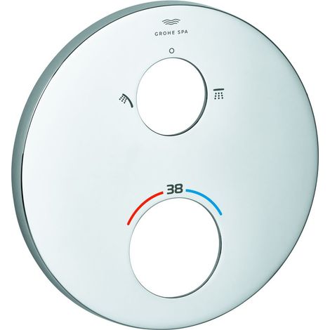 Grohe Rosette für Thermostat-Fertigmontageset, Kopf- und Handbrausen-Symbol, Metall, Cool Sunrise gebürstet, 49246GN0 (1/2)