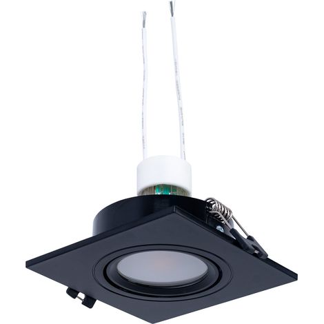 KIT Aro Downlight Cuadrado 93x93mm (negro) + Bombilla GU10 5,4W - Blanco Frío