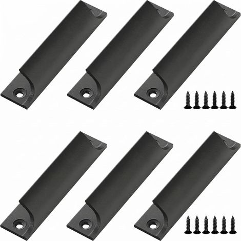 6 Pcs Poignées de Porte de Balcon en Métal, Noir Poignée de Porte Coulissante, Poignée de Barre en Aluminium, Poignee de Tiroir pour Armoires, Fenêtres, Balcon Extérieure (1/5)