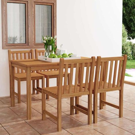 Ensemble Table + 4 chaises de jardin - Table à manger avec Chaises Bois de teck solide BV833889 - BonneVie (1/5)