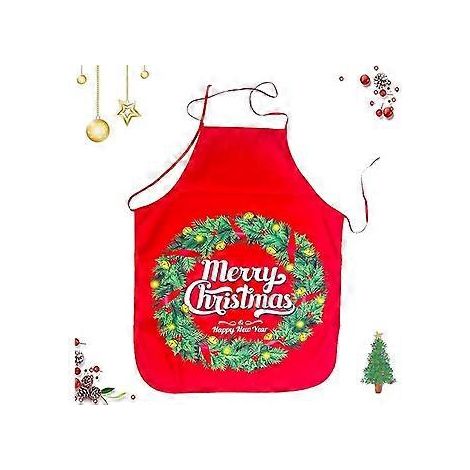 Weihnachtsschürze, Weihnachtsküchenschürze mit Kranzmuster, rote Weihnachtsschürzen zum Kochen und Putzen