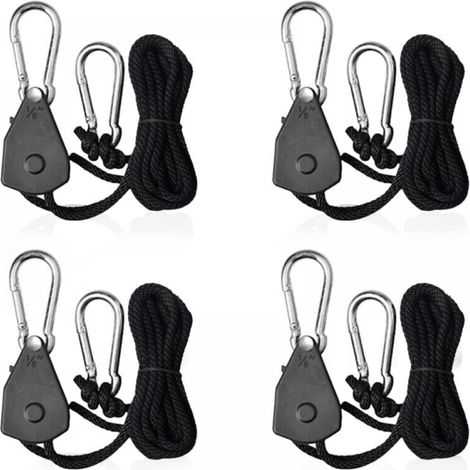 Set di 4 corde a cricchetto regolabili con ganci da 1/8 di pollice, tenditore per vele ombreggianti, cinghia a cricchetto per lampade o piante.