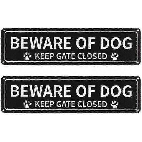 Lot de 2 panneaux « Attention au chien » panneaux réfléchissants en aluminium de 30 x 75 cm résistants à la rouille à la décoloration et aux UV. (1/5)