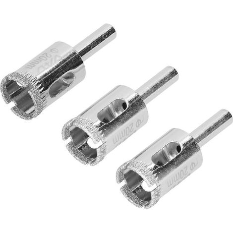 3er-Pack 20-mm-Glaslochöffner, robuste Diamant-Lochsäge für Glas, Keramik/Bodenfliesen