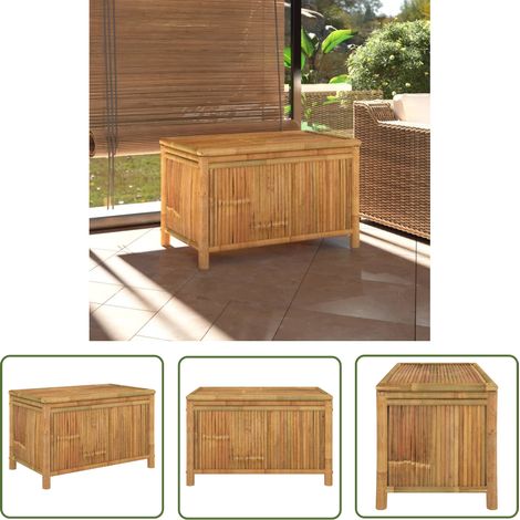 The Living Store Boîte de rangement de jardin 90x52x55 cm Bambou - Coffre De Jardin - Rangement Extérieur - Boîte De Rangement - Meuble De Jardin - Bambou (1/5)