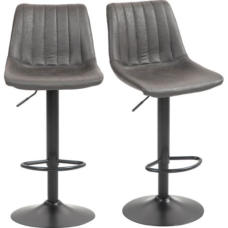 HOMCOM Set 2 Sgabelli da Bar Altezza Regolabile con Schienale Stile Industriale (1/5)
