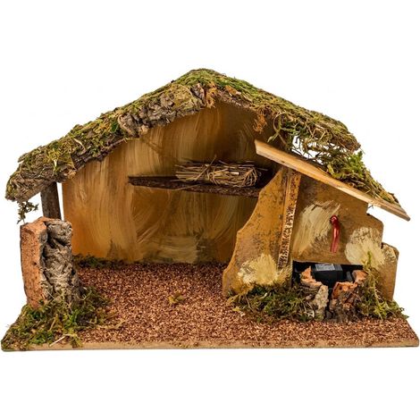 Capanna vuota per Presepe grotta Con Fontana pozzo Ele-ttrico in legno Sughero Muschio 39x21x24cm Effetto Acqua Realistico Per Statuine nativita' Paesaggio Artigianale Decorazione natalizia (1/5)